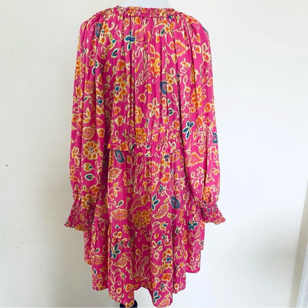 HOUSE OF HARLOW 1960 Dress Pink Floral Mini Balloon Sleeves Small Boho Chic - Picture 8 of 14